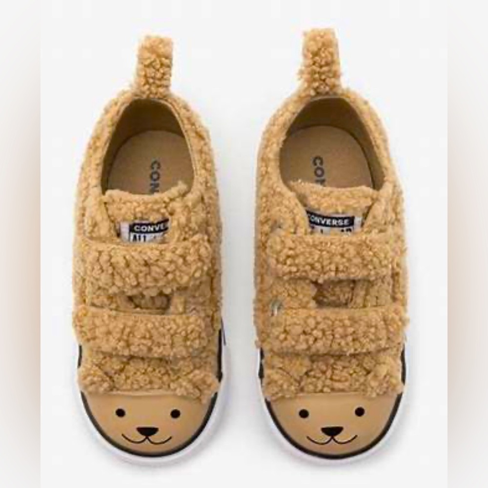 CONVERSE Chuck Taylor All Star Easy On Teddy Bear Fuzzy Strap Shoes Toddler Sz 7